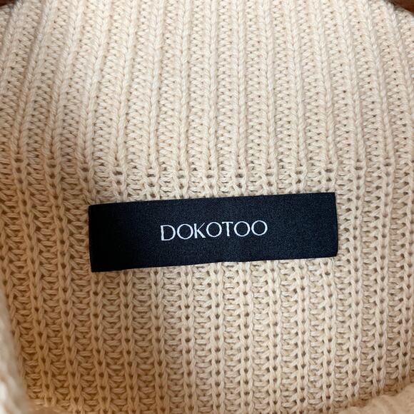 Dokotoo Sleeveless Sweater Beige Black Stripe Mock Neck Women's S - Picture 6 of 7